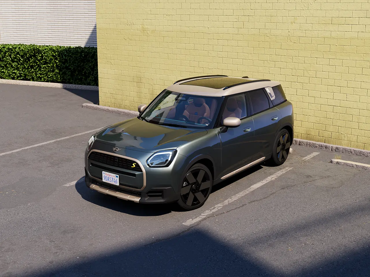 Video showcasing the interior and exterior of a MINI Countryman in detail. The camera pans over the dashboard, highlighting design elements.