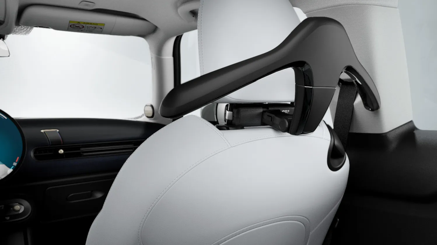 MINI Clothes Hanger in vehicle interior as part of MINI Travel and Comfort system.
