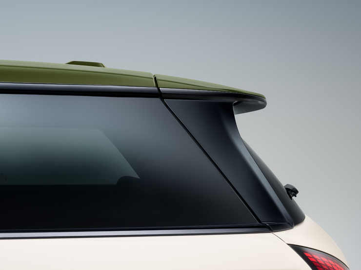 Side close view of the MINI Paul Smith Contrast Roof in Nottingham Green.